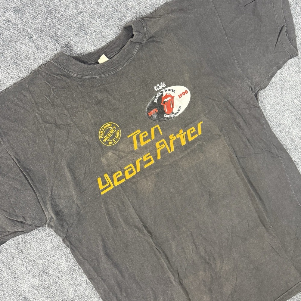 Vintage Rolling Stones Ten Years After Tour T-shirt, 1990 Black Fade XL